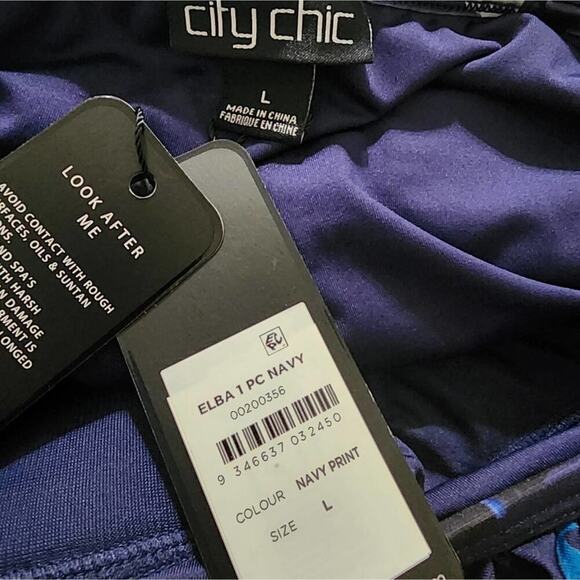 City Chic Elba Tropical Ruffle Off Shoulder One Piece Bathing Suit plus 22 24 2X - Picture 13 of 14